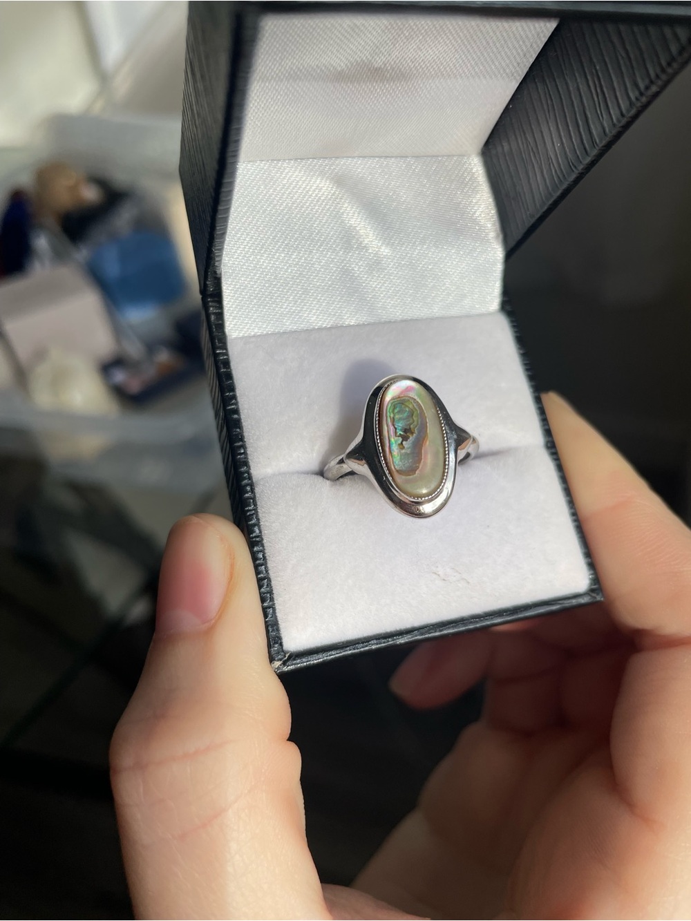 Vintage Adjustable Avon Abalone Shell Ring